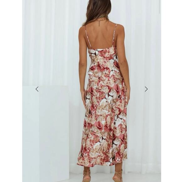 NWOT Hello Molly Dawn Talks Floral Rose Pink Cream Midi Dress Size Small 4 - Picture 10 of 11